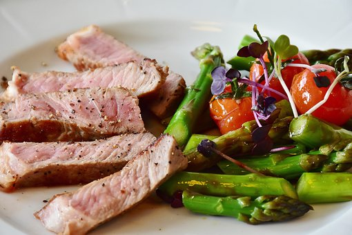 Assorted veggies and meat on a plate