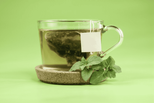 green tea in a clear glass cup